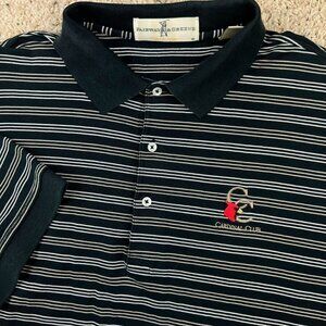 Fairway & Greene Polo Shirt XL Black White Striped Golf Cardinal Club Louisville